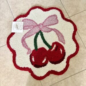 Global Marketplace Cherry Hooked Rug Cute‎ Bow Accent Decorative 24 in